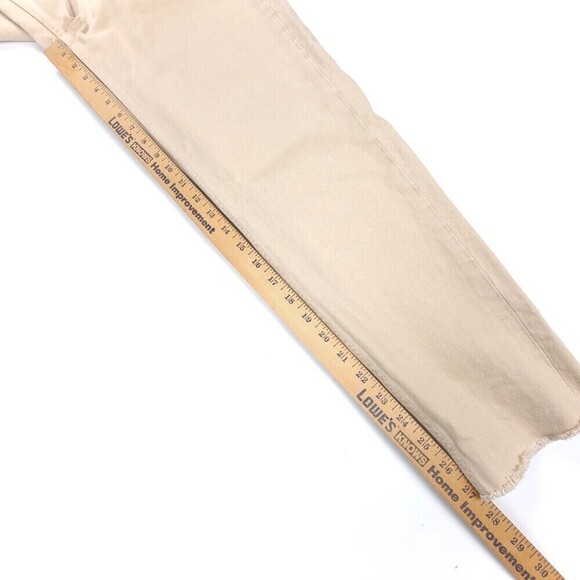 ZARA 90s Mom High Rise Tapered Ankle Cropped Jeans Womens 2 Beige Cream Denim - Picture 4 of 9